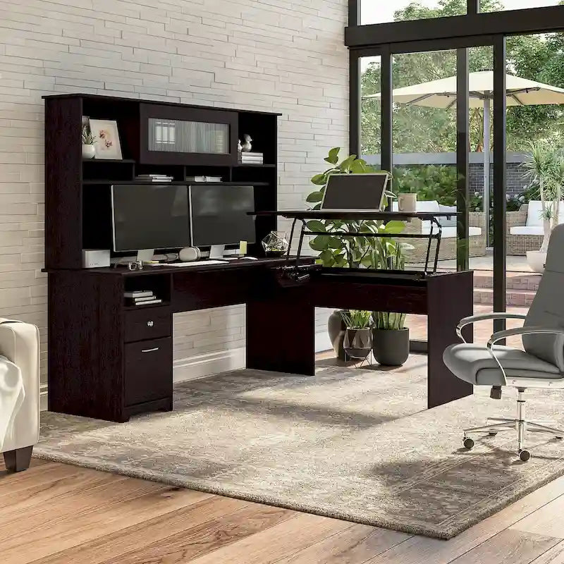 72W 3-position L-shaped Sit to Stand Desk with Hutch by Bush Furniture