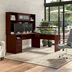 72W 3-position L-shaped Sit to Stand Desk with Hutch by Bush Furniture
