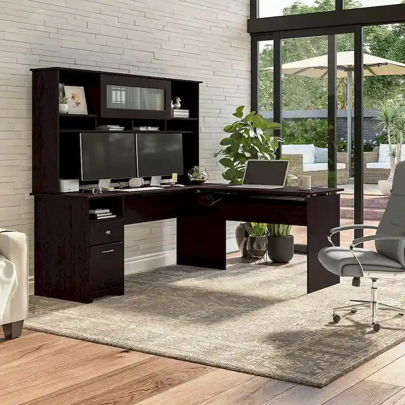 72W 3-position L-shaped Sit to Stand Desk with Hutch by Bush Furniture