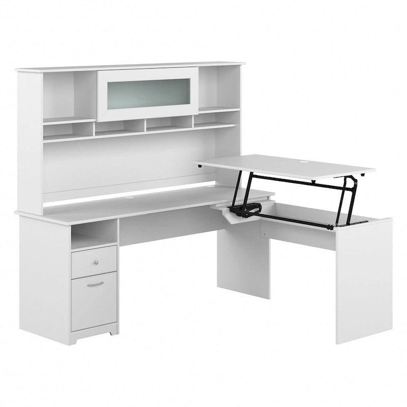 72W 3-position L-shaped Sit to Stand Desk with Hutch by Bush Furniture