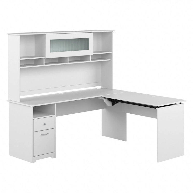 72W 3-position L-shaped Sit to Stand Desk with Hutch by Bush Furniture