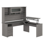 72W 3-position L-shaped Sit to Stand Desk with Hutch by Bush Furniture