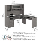 72W 3-position L-shaped Sit to Stand Desk with Hutch by Bush Furniture
