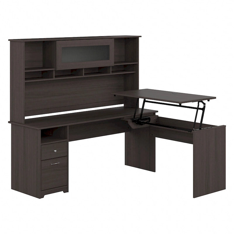 72W 3-position L-shaped Sit to Stand Desk with Hutch by Bush Furniture