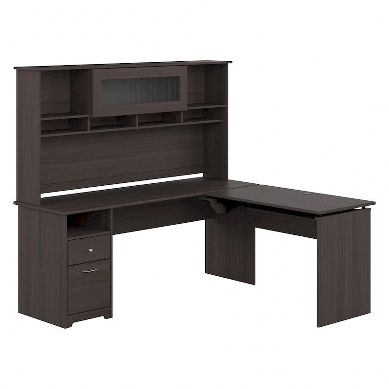 72W 3-position L-shaped Sit to Stand Desk with Hutch by Bush Furniture