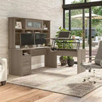 72W 3-position L-shaped Sit to Stand Desk with Hutch by Bush Furniture