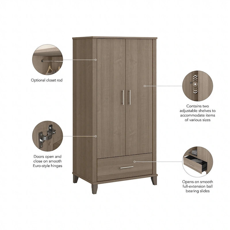 Somerset Tall Kitchen Pantry Cabinet with Drawer by Bush Furniture