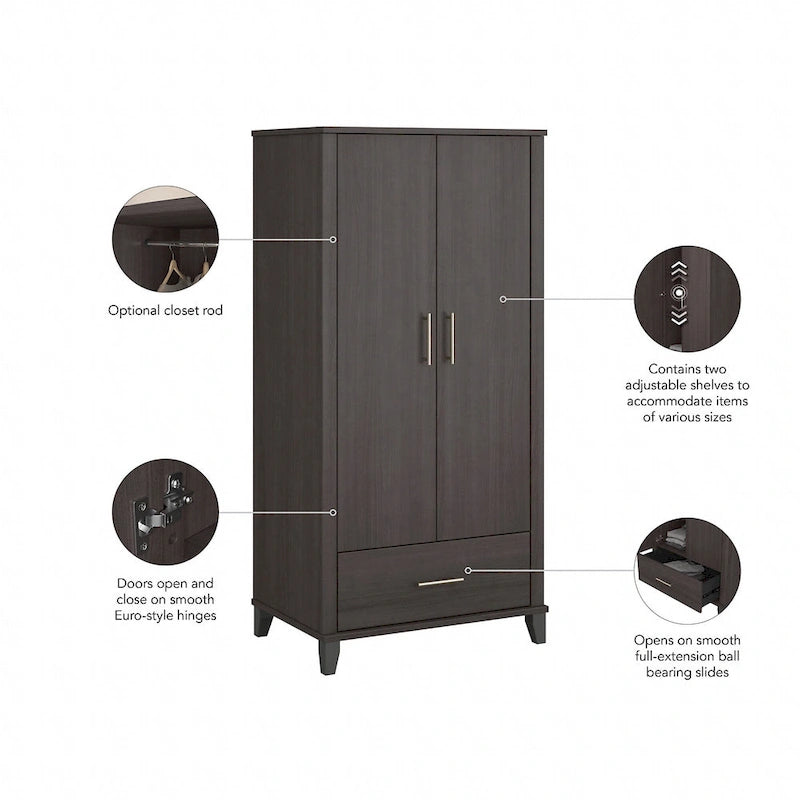 Somerset Tall Kitchen Pantry Cabinet with Drawer by Bush Furniture