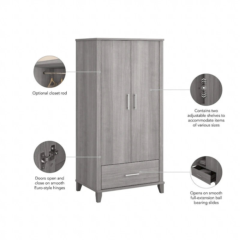 Somerset Tall Kitchen Pantry Cabinet with Drawer by Bush Furniture