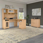 Cabot 60W L-Shaped Desk with Hutch and File Cabinet by Bush Furniture