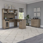 Cabot 60W L-Shaped Desk with Hutch and File Cabinet by Bush Furniture