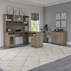 Cabot 60W L-Shaped Desk with Hutch and File Cabinet by Bush Furniture