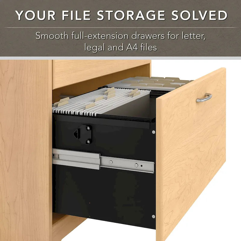 Cabot 60W L-Shaped Desk with Hutch and File Cabinet by Bush Furniture