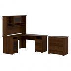Cabot 60W L-Shaped Desk with Hutch and File Cabinet by Bush Furniture