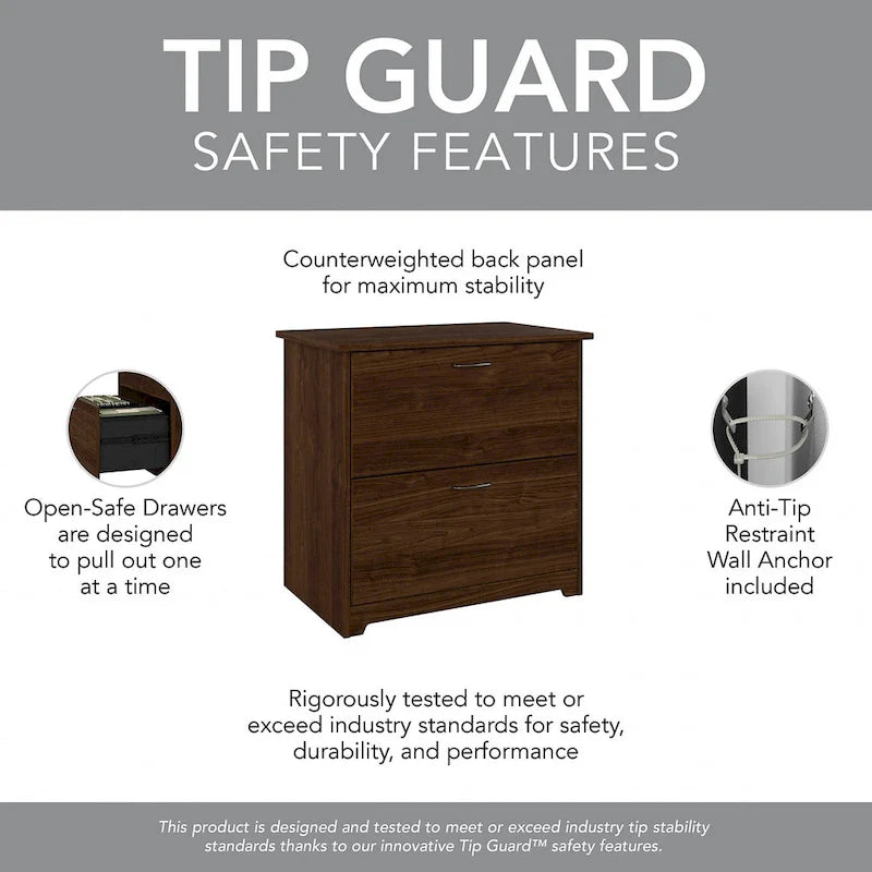 Cabot 60W L-Shaped Desk with Hutch and File Cabinet by Bush Furniture