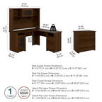 Cabot 60W L-Shaped Desk with Hutch and File Cabinet by Bush Furniture