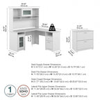 Cabot 60W L-Shaped Desk with Hutch and File Cabinet by Bush Furniture