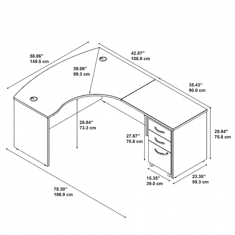 Series C Right Handed L Desk with Drawers by Bush Business Furniture
