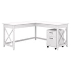 Key West 60W L Shaped Desk with Mobile File Cabinet by Bush Furniture