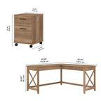 Key West 60W L Shaped Desk with Mobile File Cabinet by Bush Furniture