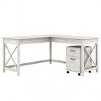 Key West 60W L Shaped Desk with Mobile File Cabinet by Bush Furniture