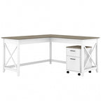 Key West 60W L Shaped Desk with Mobile File Cabinet by Bush Furniture