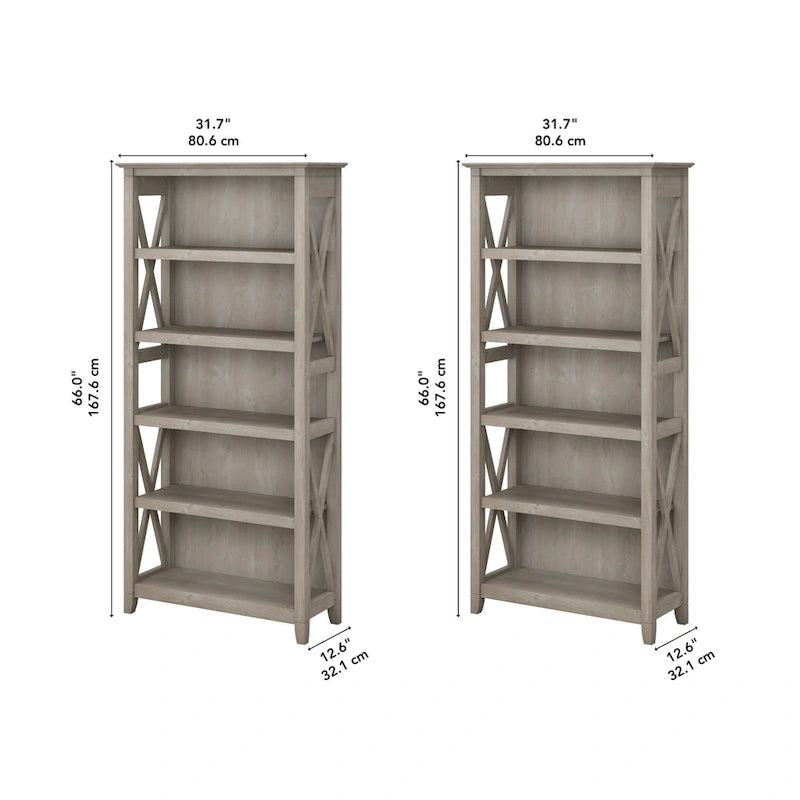 Key West 5 Shelf Bookcase Set by Bush Furniture