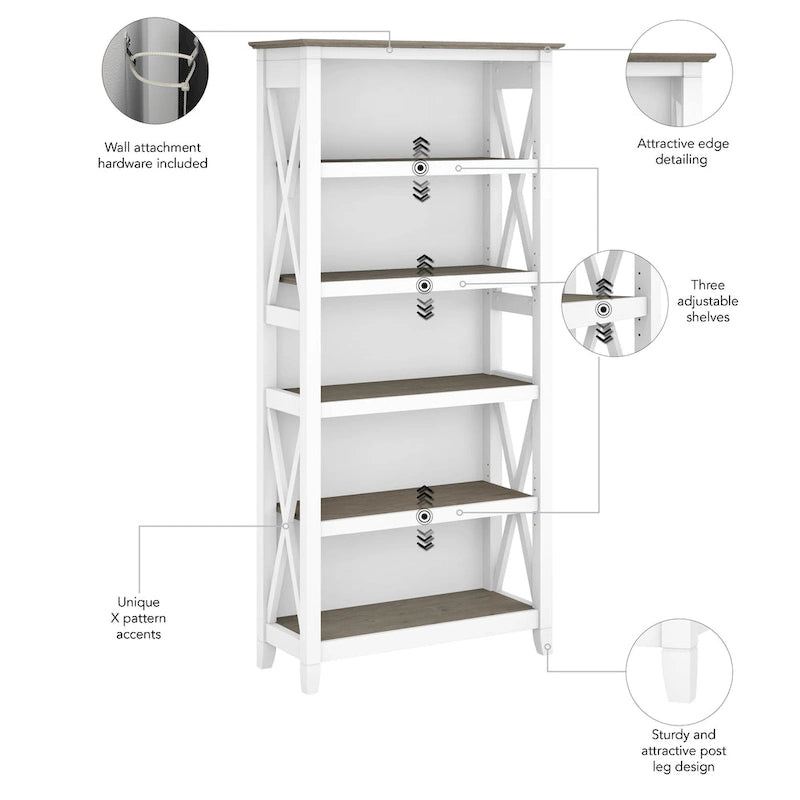 Key West 5 Shelf Bookcase Set by Bush Furniture