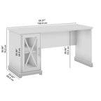 Lennox 60W Farmhouse Desk with Storage Cabinet by Bush Furniture