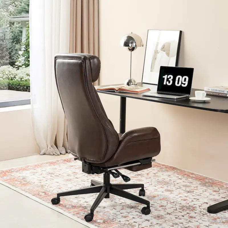 Glitzhome Adjustable Reclining Swivel High Back Home Office Chair with Footrest and Armrest