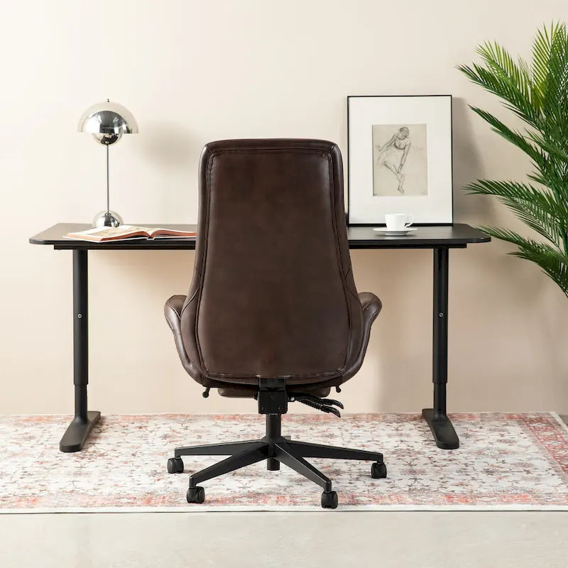 Glitzhome Adjustable Reclining Swivel High Back Home Office Chair with Footrest and Armrest