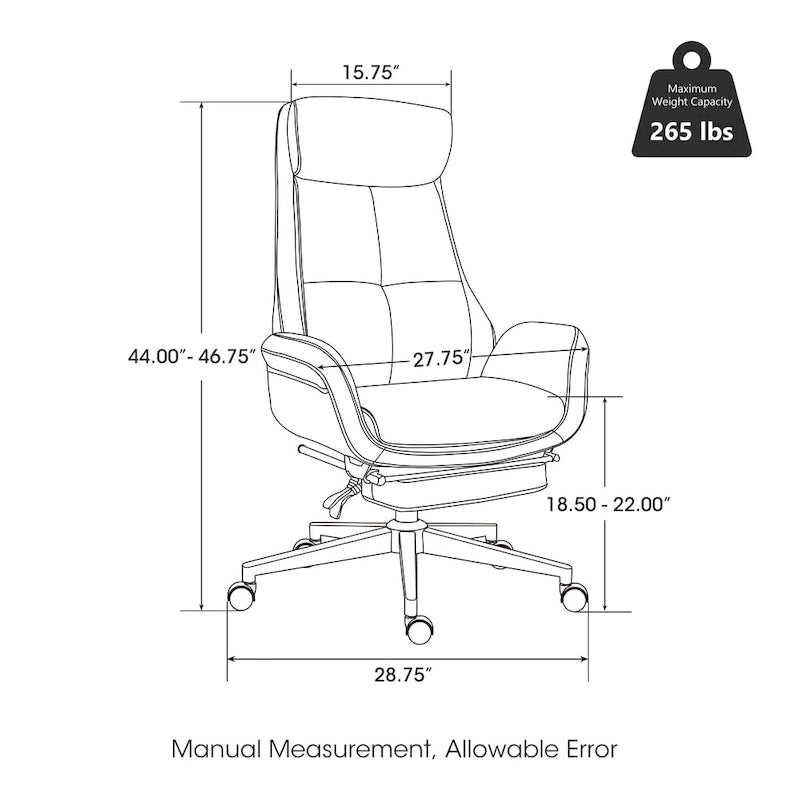 Glitzhome Adjustable Reclining Swivel High Back Home Office Chair with Footrest and Armrest
