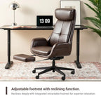 Glitzhome Adjustable Reclining Swivel High Back Home Office Chair with Footrest and Armrest