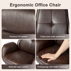 Glitzhome Adjustable Reclining Swivel High Back Home Office Chair with Footrest and Armrest