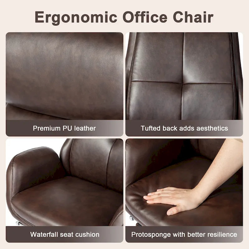 Glitzhome Adjustable Reclining Swivel High Back Home Office Chair with Footrest and Armrest