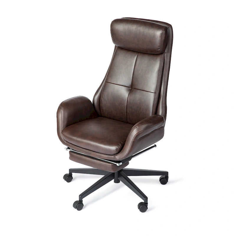 Glitzhome Adjustable Reclining Swivel High Back Home Office Chair with Footrest and Armrest