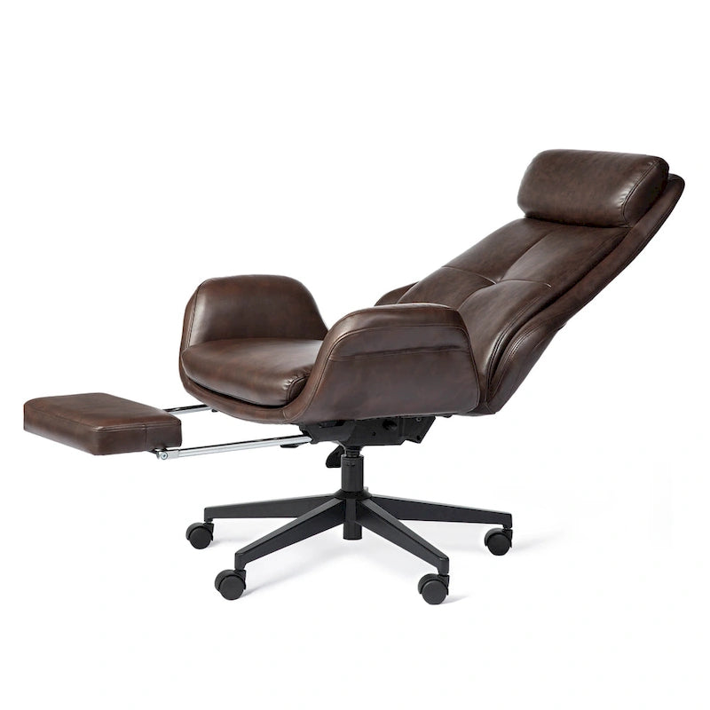 Glitzhome Adjustable Reclining Swivel High Back Home Office Chair with Footrest and Armrest