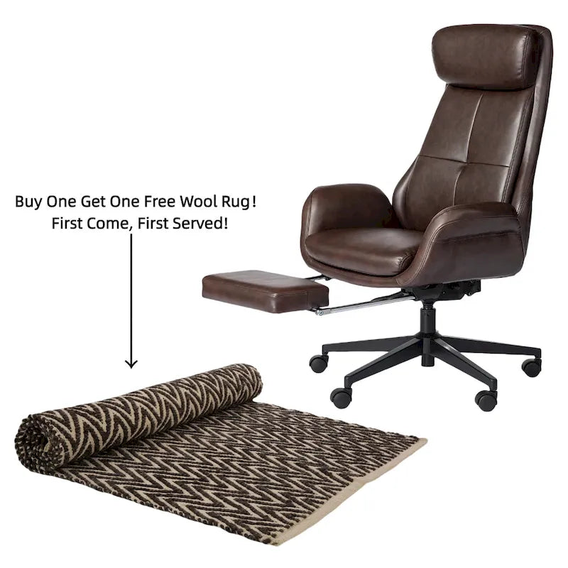 Glitzhome Adjustable Reclining Swivel High Back Home Office Chair with Footrest and Armrest