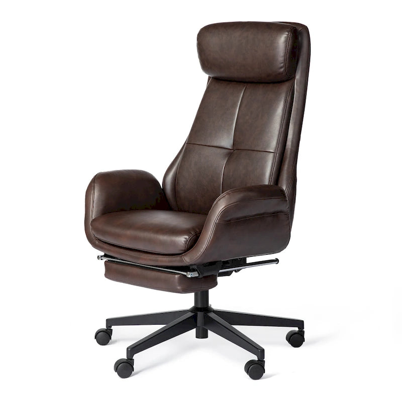 Glitzhome Adjustable Reclining Swivel High Back Home Office Chair with Footrest and Armrest