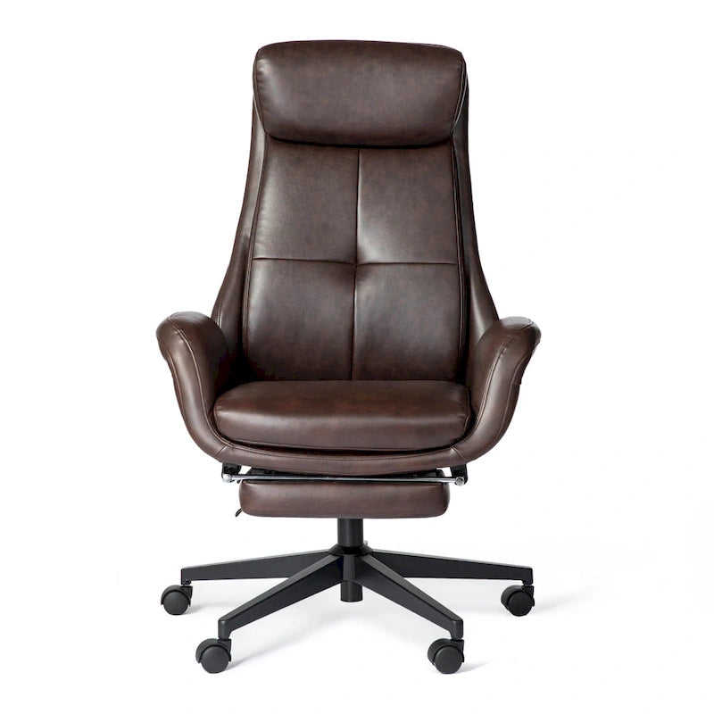 Glitzhome Adjustable Reclining Swivel High Back Home Office Chair with Footrest and Armrest