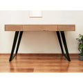 54  Natural and Black Mango Solid Wood Writing Desk With Three Drawers