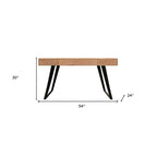 54  Natural and Black Mango Solid Wood Writing Desk With Three Drawers