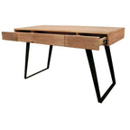 54  Natural and Black Mango Solid Wood Writing Desk With Three Drawers