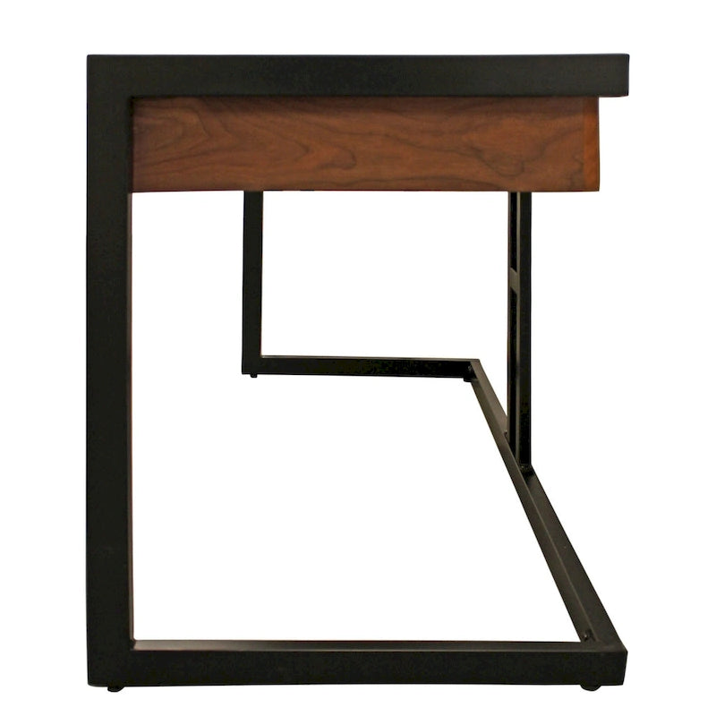 54  Natural and Black Mango Solid Wood Writing Desk With Three Drawers
