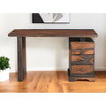 HomeRoots 54  Brown Live Edge Solid Wood Writing Desk With Three Drawers