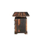 HomeRoots 54  Brown Live Edge Solid Wood Writing Desk With Three Drawers