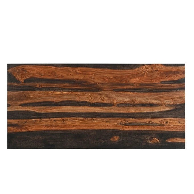 HomeRoots 54  Brown Live Edge Solid Wood Writing Desk With Three Drawers