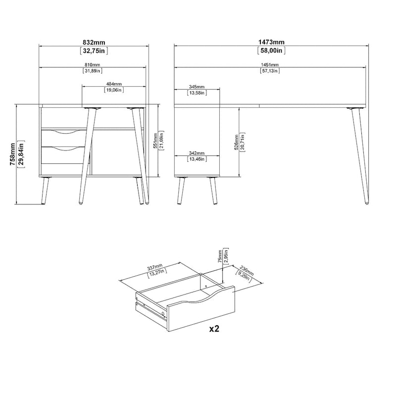 Carson Carrington Kristiansund 2-drawer 3-Shelf L-shaped Desk