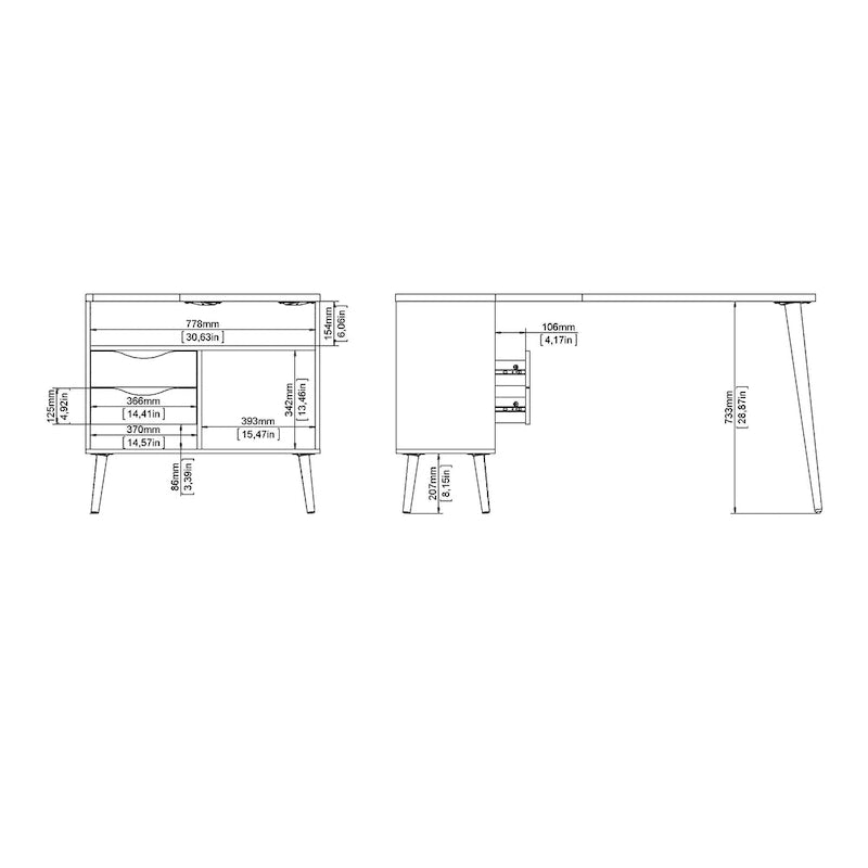 Carson Carrington Kristiansund 2-drawer 3-Shelf L-shaped Desk