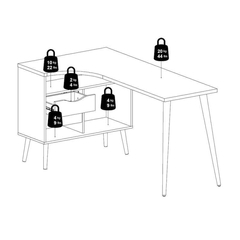 Carson Carrington Kristiansund 2-drawer 3-Shelf L-shaped Desk